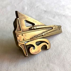 Cast brass belt buckle - drafting tools - 1980’s